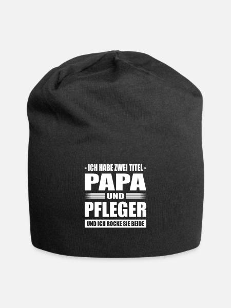 Ich Habe Zwei Titel Papa Und Pfleger Pflegekraft - Jersey-Beanie - Schwarz