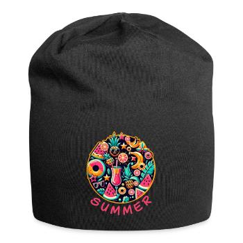 Sommerliche Farben - Jersey-Beanie - Schwarz - Vorne