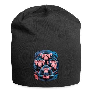 Singe sage avec téléphone portable drôle conception de médias sociaux - Bonnet en jersey - noir - Devant
