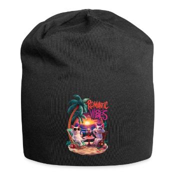 Romantischer Strandkater - Jersey-Beanie - Schwarz - Vorne