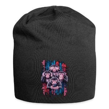 Weise Affen Mit Handy Lustiges Multi Media Design - Jersey-Beanie - Schwarz - Vorne