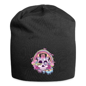 Regenbogen Totenkopf Kawaii Okkult Satanisch Pastell Gothic - Jersey-Beanie - Schwarz - Vorne