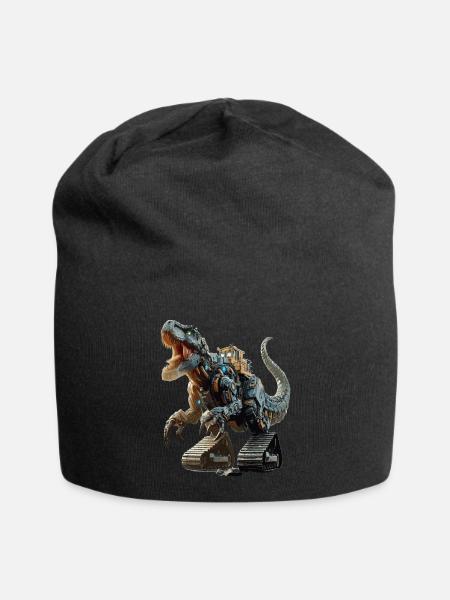 Bagger T-Rex Dinosaurier - Jersey-Beanie - Schwarz