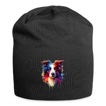 Colorful Splash Art Border Collie Border Collies - Jersey Beanie - black - Front