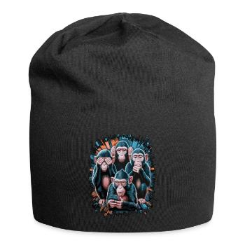 singe sage avec téléphone portable drôle multi conception multimédia - Bonnet en jersey - noir - Devant