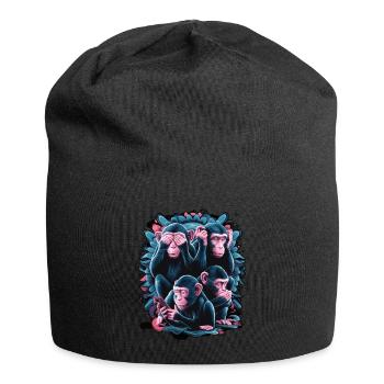 Weise Affen Mit Handy Lustiges Multi Media Design - Jersey-Beanie - Schwarz - Vorne