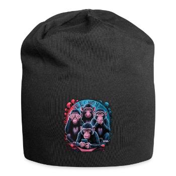 Weise Affen Mit Handy Lustiges Multi Media Design - Jersey-Beanie - Schwarz - Vorne