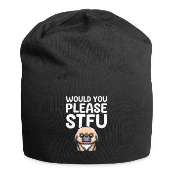 Pekingese Stfu Would You Please Shut Up - Jersey Beanie - black - Front