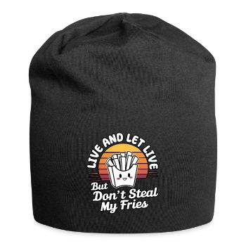 Süße Lustige Vintage Retro Sonnenuntergang Kawaii Pommes - Jersey-Beanie - Schwarz - Vorne