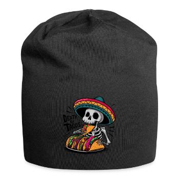 Funny Skeleton Feast Death By Tacos Sombrero - Jersey Beanie - black - Front