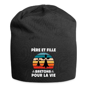 père et fille vintage bretagne papa breton - Bonnet en jersey - noir - Devant