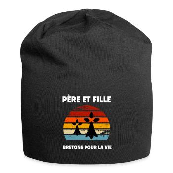 père et fille vintage papa bretagne breton - Bonnet en jersey - noir - Devant