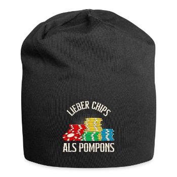Poker Tournament BETTER CHIPS THAN POMPOMS Fun - Jersey Beanie - black - Front