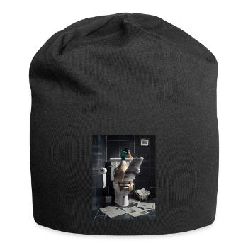 Ente Toilette Zeitung lesen Geschenk - Jersey-Beanie - Schwarz - Vorne