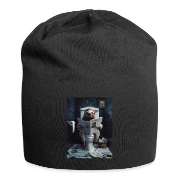 Faultier Toilette Zeitung lesen Geschenk - Jersey-Beanie - Schwarz - Vorne