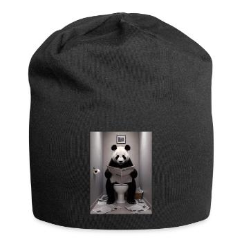 Panda Toilette Zeitung lesen Geschenk - Jersey-Beanie - Schwarz - Vorne