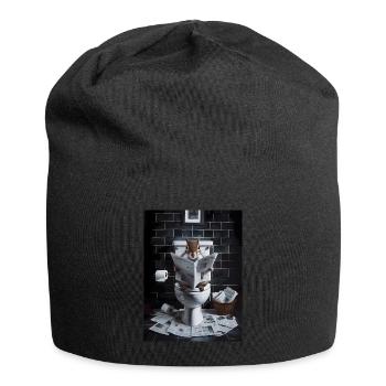 Eichhörnchen Toilette Zeitung lesen Geschenk - Jersey-Beanie - Schwarz - Vorne