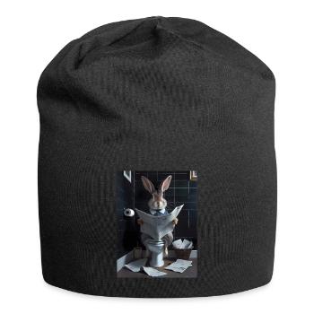 Kaninchen Toilette Zeitung lesen Geschenk - Jersey-Beanie - Schwarz - Vorne