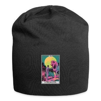 Tarotkarten Tarotkarte Strength Kraft - Jersey-Beanie - Schwarz - Vorne