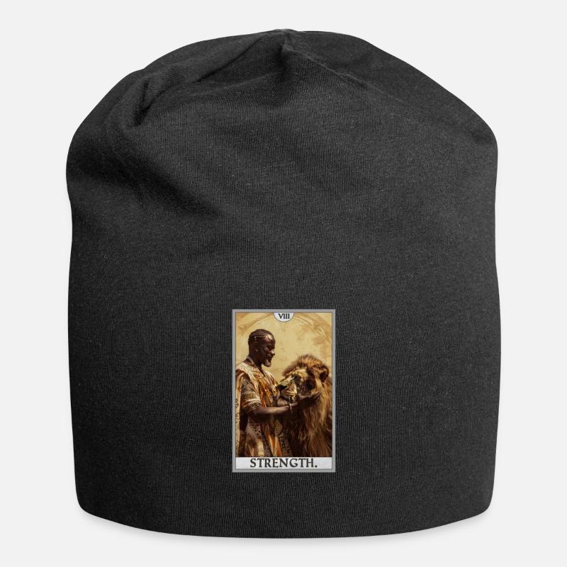 Tarotkarten Tarotkarte Strength Kraft - Jersey-Beanie - Schwarz