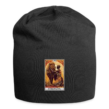 Tarotkarten Tarotkarte Strength Kraft - Jersey-Beanie - Schwarz - Vorne
