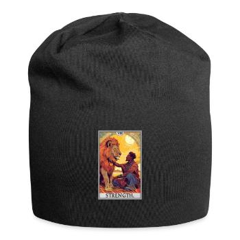Tarotkarten Tarotkarte Strength Kraft - Jersey-Beanie - Schwarz - Vorne