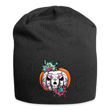 Pumpkin Mexican Floral Muertos Dead Halloween - Jersey Beanie - black - Front