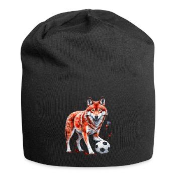 Wolf Football Coloré Serbie Srbija Animal Design Print - Bonnet en jersey - noir - Devant