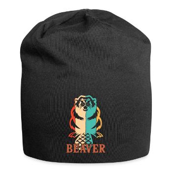 Retro Eurasischer Castor Canadensis Nordamerikanisch - Jersey-Beanie - Schwarz - Vorne