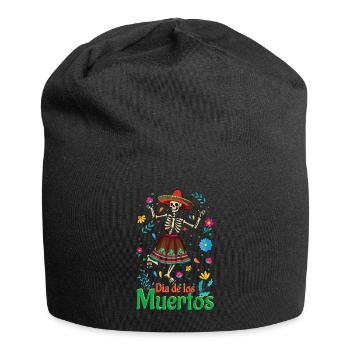 Blumen Muertos Tag der Toten Halloween - Jersey-Beanie - Schwarz - Vorne