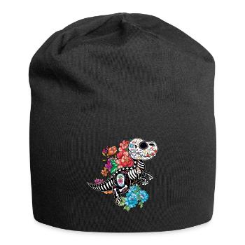 Dinosaur Skeleton Muertos Day Of Dead Halloween - Jersey Beanie - black - Front