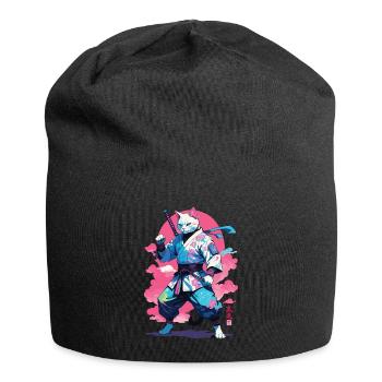 Conception esthétique Samurai Cat Vaporwave - Bonnet en jersey - noir - Devant