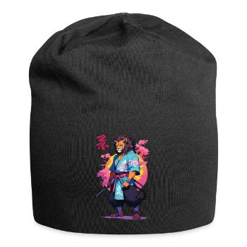Conception esthétique Samurai Cat Vaporwave - Bonnet en jersey - noir - Devant