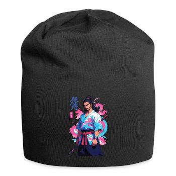 Aesthetic Vaporwave Stil Samurai und Anime Kunst - Jersey-Beanie - Schwarz - Vorne