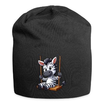 Mignon zèbre balançoire dessin animé aire de jeux - Bonnet en jersey - noir - Devant