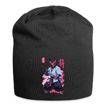 Samouraï Oni Yokai Esthétique Style Vaporwave - Bonnet en jersey - noir - Devant