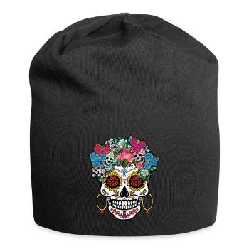 Squelette floral Muertos Jour Des Morts Halloween - Bonnet en jersey - noir - Devant