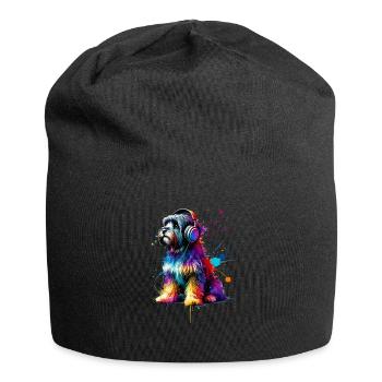 Bunte Splash Art Kopfhörer Tibetan Terrier - Jersey-Beanie - Schwarz - Vorne