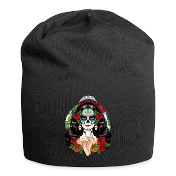 La Catrina Skelett Muertos Tag Des Toten Halloween - Jersey-Beanie - Schwarz - Vorne