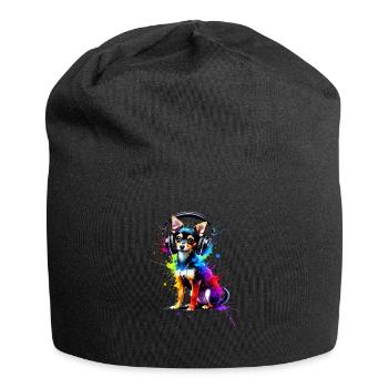 Splash Art Headphones Toy Fox Terrier American Toy - Jersey Beanie - black - Front