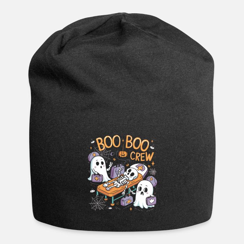 Boo Crew Halloween Nurse Ghost Skeleton Funny - Jersey-Beanie - Schwarz