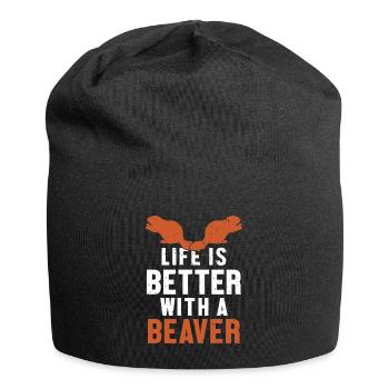 Das Leben ist besser mit einem Biber Nordamerikaner - Jersey-Beanie - Schwarz - Vorne