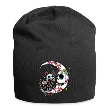 Blumenskelett Muertos Tag Des Toten Halloween Katze - Jersey-Beanie - Schwarz - Vorne