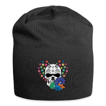 Blume Skelett Muertos Tag Des Toten Halloween - Jersey-Beanie - Schwarz - Vorne