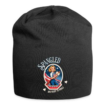 Prêt à se mêler rétro Vintage Design Drapeau américain - Bonnet en jersey - noir - Devant