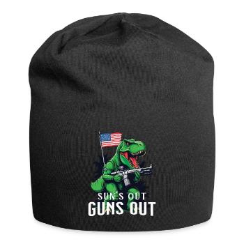 Suns Out Guns Out Funny United States Dinosaur 4th July - Jersey Beanie - black - Front