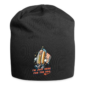 Here For BBQ Funny Hotdog Design 4th of July - Jersey-Beanie - Schwarz - Vorne