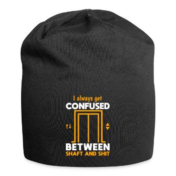 Funny Elevator Mechanic Confused Shaft & Shit Gift - Jersey-Beanie - Schwarz - Vorne