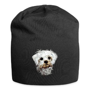 Maltais Petit Chien Maltais Amour Doux Maltais - Bonnet en jersey - noir - Devant