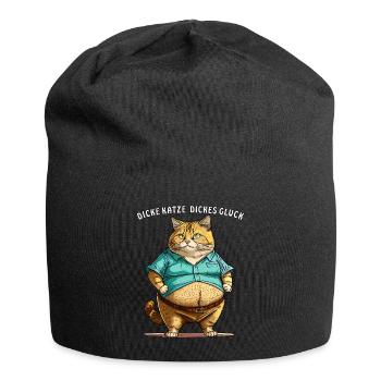 DICKE KATZE DICKES GLÜCK - Jersey-Beanie - Schwarz - Vorne
